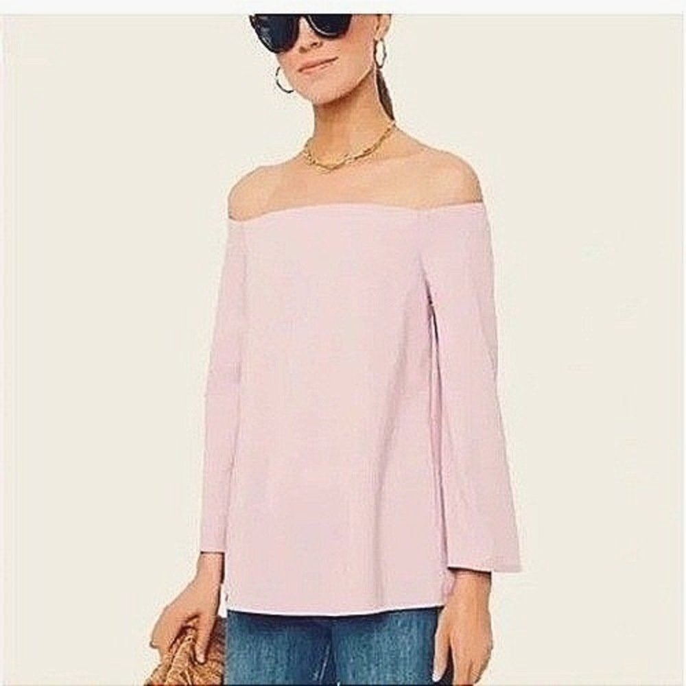 Tuckernuck Off the Shoulder Boat Neck Long Sleeve Pink Tunic Top Womens XS‎ NWOT